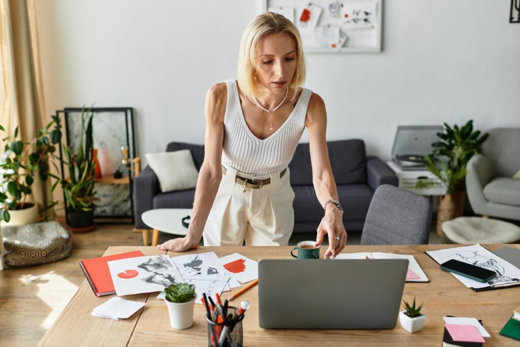 Une femme engagée par un travailb créatif à domicile