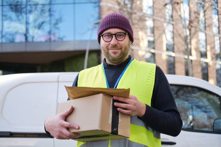 Un livreur tenant des colis