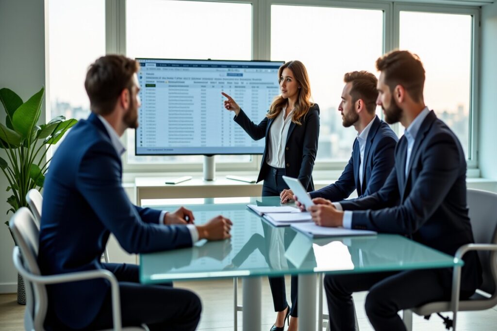 Réunion stratégique d'une agence commerciale