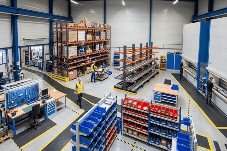 Entreprise de stockage industriel avec un atelier organisé